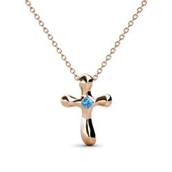 Edena Petite Blue Topaz Cross Pendant Petite Blue Topaz Solitaire Womens Cross Pendant Necklace K Rose GoldIncluded Inches K Rose Gold Chain