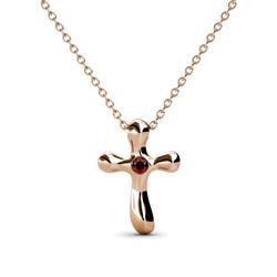 Edena Petite Red Garnet Cross Pendant Petite Red Garnet Solitaire Womens Cross Pendant Necklace K Rose GoldIncluded Inches K Rose Gold Chain