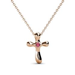 Edena Petite Rhodolite Garnet Cross Pendant Petite Rhodolite Garnet Solitaire Womens Cross Pendant Necklace K Rose GoldIncluded Inches K Rose Gold Chain