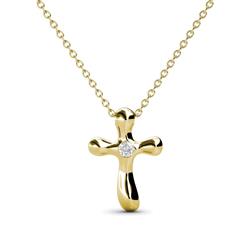 Edena Petite White Sapphire Cross Pendant Petite White Sapphire Solitaire Womens Cross Pendant Necklace K Yellow GoldIncluded Inches K Yellow Gold Chain