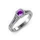 2 - Roial Amethyst and Diamond Halo Engagement Ring 