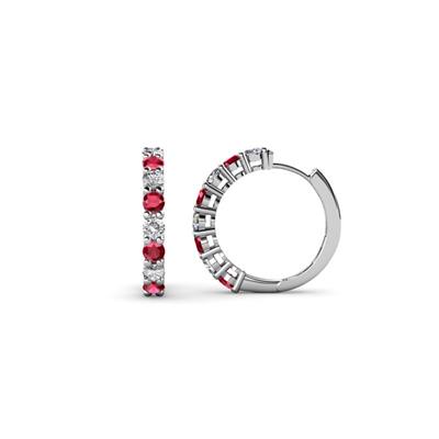 Raya Round Ruby and Diamond Hoop Earrings