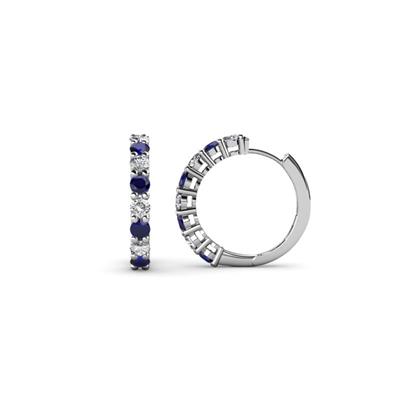 Raya Round Blue Sapphire and Diamond Hoop Earrings