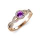 3 - Alita Amethyst and Diamond Halo Engagement Ring 