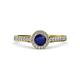 4 - Arael Blue Sapphire and Diamond Halo Engagement Ring 