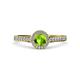 4 - Arael Peridot and Diamond Halo Engagement Ring 