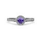 4 - Arael Iolite and Diamond Halo Engagement Ring 