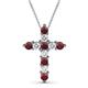 1 - Abella Red Garnet and Diamond Cross Pendant 