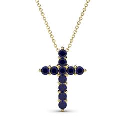 Abella Blue Sapphire Cross Pendant Blue Sapphire Womens Cross Pendant Necklace ctw K Yellow GoldIncluded Inches K Yellow Gold Chain