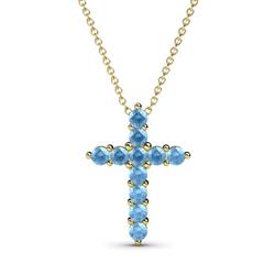 Abella Blue Topaz Cross Pendant Blue Topaz Womens Cross Pendant Necklace ctw K Yellow GoldIncluded Inches K Yellow Gold Chain