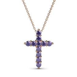 Abella Iolite Cross Pendant Iolite Womens Cross Pendant Necklace ctw K Rose GoldIncluded Inches K Rose Gold Chain