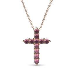 Abella Rhodolite Garnet Cross Pendant Rhodolite Garnet Womens Cross Pendant Necklace ctw K Rose GoldIncluded Inches K Rose Gold Chain