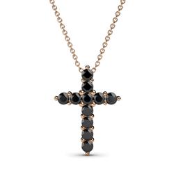 Abella Black Diamond Cross Pendant Black Diamond Womens Cross Pendant Necklace ctw K Rose GoldIncluded Inches K Rose Gold Chain