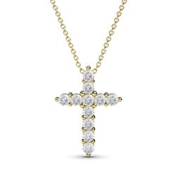 Abella White Sapphire Cross Pendant White Sapphire Womens Cross Pendant Necklace ctw K Yellow GoldIncluded Inches K Yellow Gold Chain