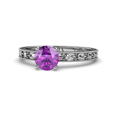 Niah Classic Round Amethyst Solitaire Engagement Ring