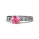 1 - Niah Classic 6.50 mm Round Pink Tourmaline Solitaire Engagement Ring 