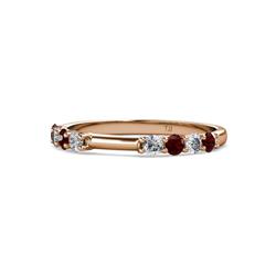 Alicia Red Garnet and Diamond Stone Wedding Band Red Garnet and Diamond Stone Womens Wedding Band Stackable ctw K Rose Gold