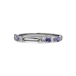 Alicia Iolite and Diamond Stone Wedding Band Iolite and Diamond Stone Womens Wedding Band Stackable ctw K White Gold