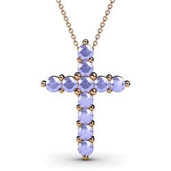 Abella Tanzanite Cross Pendant Tanzanite Womens Cross Pendant Necklace ctw K Rose GoldIncluded Inches K Rose Gold Chain