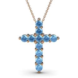 Abella Blue Topaz Cross Pendant Blue Topaz Womens Cross Pendant Necklace ctw K Rose GoldIncluded Inches K Rose Gold Chain