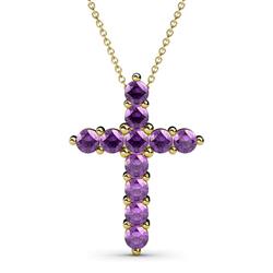 Abella Amethyst Cross Pendant Amethyst Womens Cross Pendant Necklace ctw K Yellow GoldIncluded Inches K Yellow Gold Chain