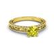 4 - Florie Classic 6.50 mm Round Yellow Diamond Solitaire Engagement Ring 