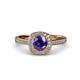 4 - Hain Iolite and Diamond Halo Engagement Ring 