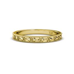 Niah Classic Heart Embossed Wedding Band Heart Embossed Womens Wedding Band Stackable with Milgrain Work K Yellow Gold