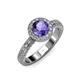 3 - Nora Iolite and Diamond Halo Engagement Ring 