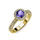 3 - Nora Iolite and Diamond Halo Engagement Ring 