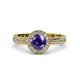 4 - Nora Iolite and Diamond Halo Engagement Ring 