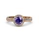 4 - Nora Iolite and Diamond Halo Engagement Ring 