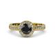 4 - Nora Black and White Diamond Halo Engagement Ring 