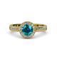 4 - Nora London Blue Topaz and Diamond Halo Engagement Ring 