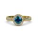 4 - Nora Blue and White Diamond Halo Engagement Ring 