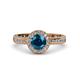 4 - Nora Blue and White Diamond Halo Engagement Ring 