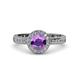 4 - Nora Amethyst and Diamond Halo Engagement Ring 