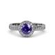 4 - Nora Iolite and Diamond Halo Engagement Ring 