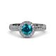 4 - Nora London Blue Topaz and Diamond Halo Engagement Ring 