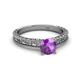 4 - Florian Classic 6.50 mm Round Amethyst Solitaire Engagement Ring 