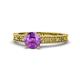 1 - Florian Classic 6.50 mm Round Amethyst Solitaire Engagement Ring 