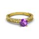 4 - Florian Classic 6.50 mm Round Amethyst Solitaire Engagement Ring 