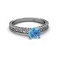 4 - Florian Classic 6.50 mm Round Blue Topaz Solitaire Engagement Ring 