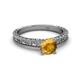 4 - Florian Classic 6.50 mm Round Citrine Solitaire Engagement Ring 