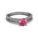 4 - Florian Classic 6.50 mm Round Rhodolite Garnet Solitaire Engagement Ring 