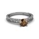 4 - Florian Classic 6.50 mm Round Smoky Quartz Solitaire Engagement Ring 