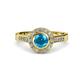 4 - Ara London Blue Topaz and Diamond Halo Engagement Ring 