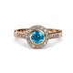 4 - Ara London Blue Topaz and Diamond Halo Engagement Ring 