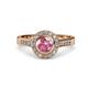 4 - Ara Pink Tourmaline and Diamond Halo Engagement Ring 