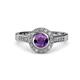 4 - Ara Amethyst and Diamond Halo Engagement Ring 